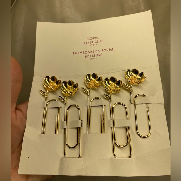 Floral paper clips set of 5 gold tone - Picture 4 of 4